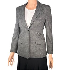 BOSS 'JELILA1' Gray Check Buckle Detail‎ Wool Blazer Size 2